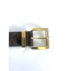 Michael Kors Brown And Black Belt With Gold Buckle Size Small
